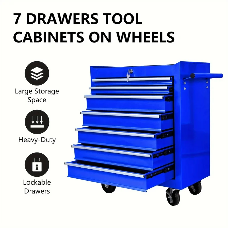 Workshop Tools Trolley - 7 Drawers Blue Multifunctional Tool Trolley