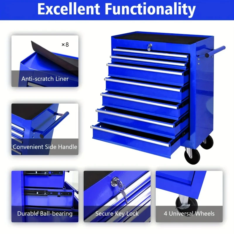 7 Drawers Blue Multifunctional - Workshop Tools Trolley recension och pris