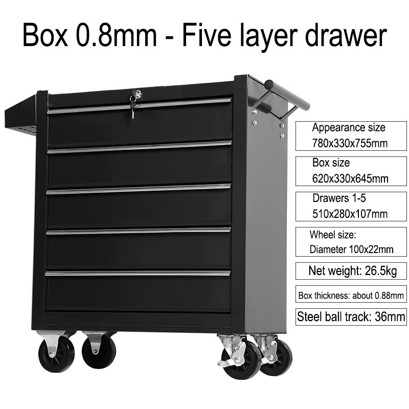 5 Drawer Storage Tool Box Trol - Workshop Tools Trolley recension och pris