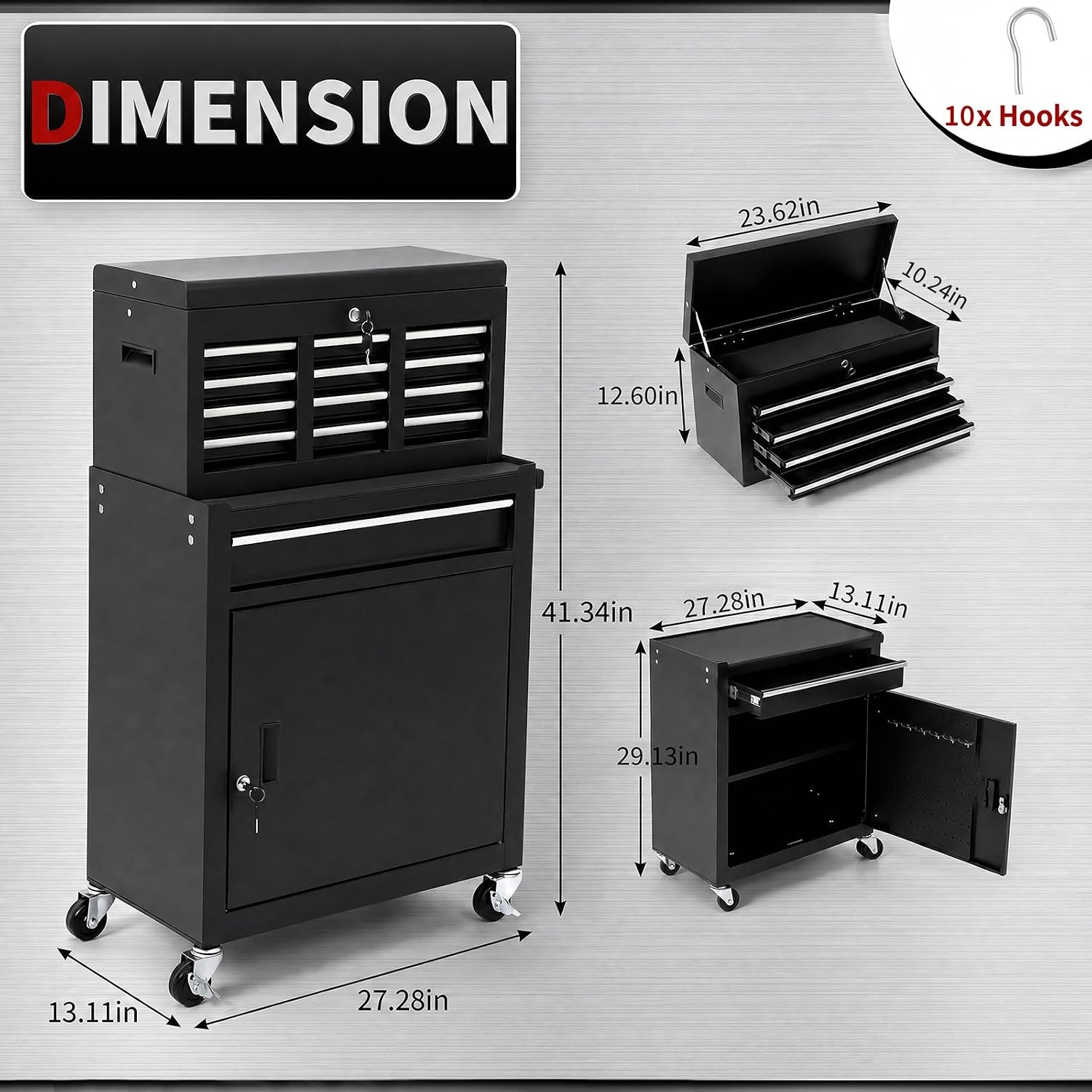 5 Drawer Rolling Tool Cabinet  - Workshop Tools Trolley recension och pris