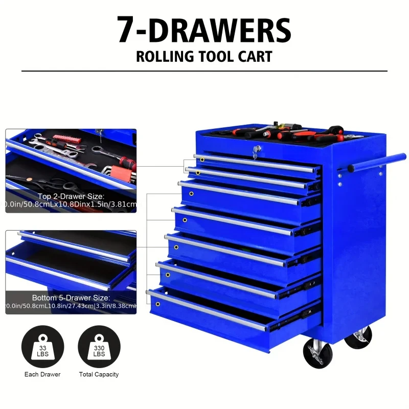 7 Drawers Blue Multifunctional - Workshop Tools Trolley recension och pris