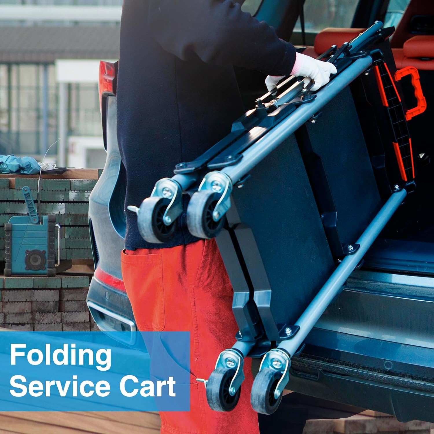 3-Shelf Foldable Rolling Utili - Workshop Tools Trolley recension och pris