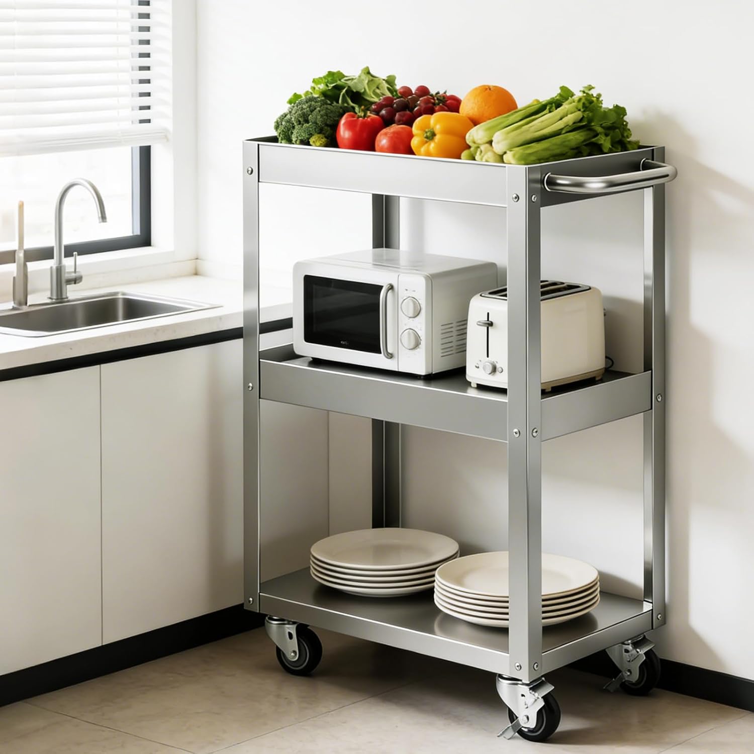 3-Tier Stainless Steel Rolling - Workshop Tools Trolley recension och pris