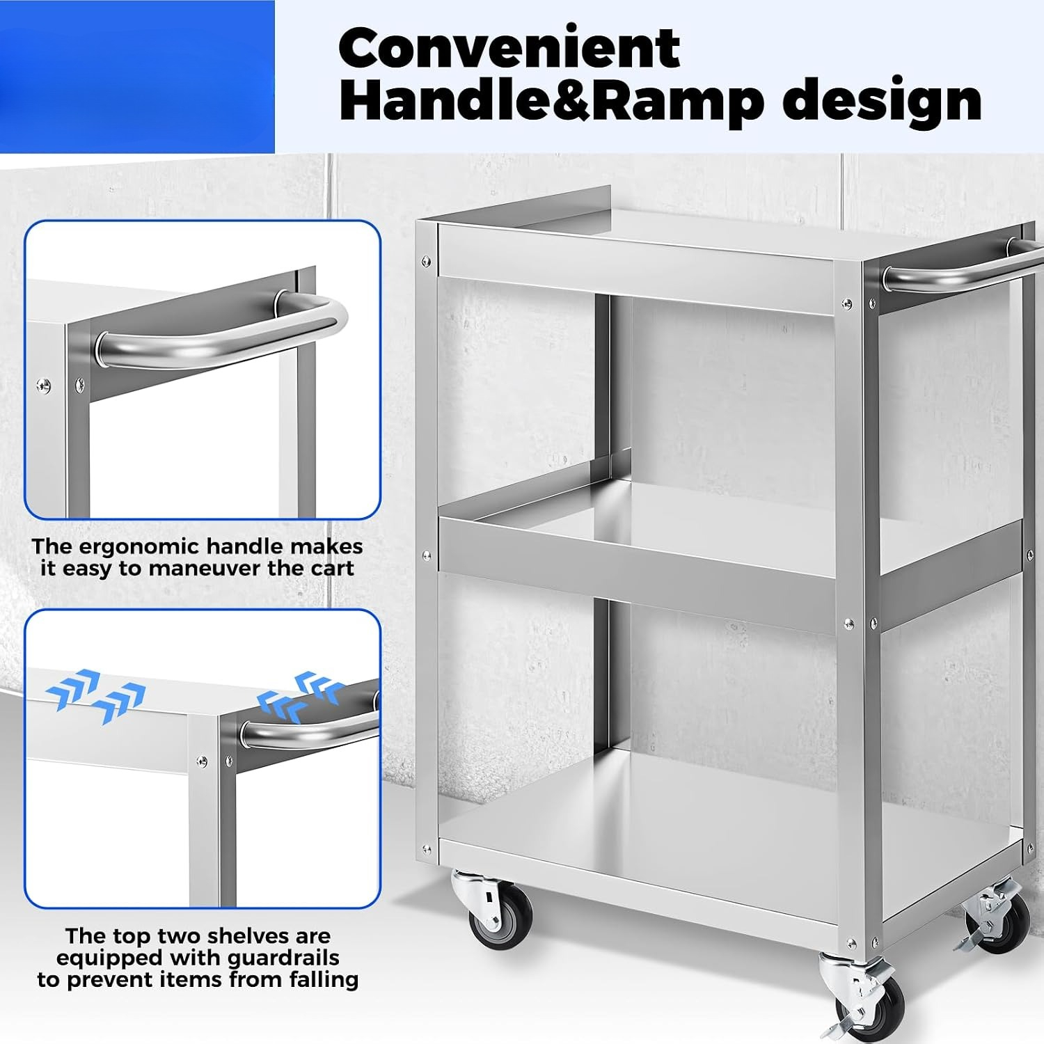 3-Tier Stainless Steel Rolling - Workshop Tools Trolley recension och pris